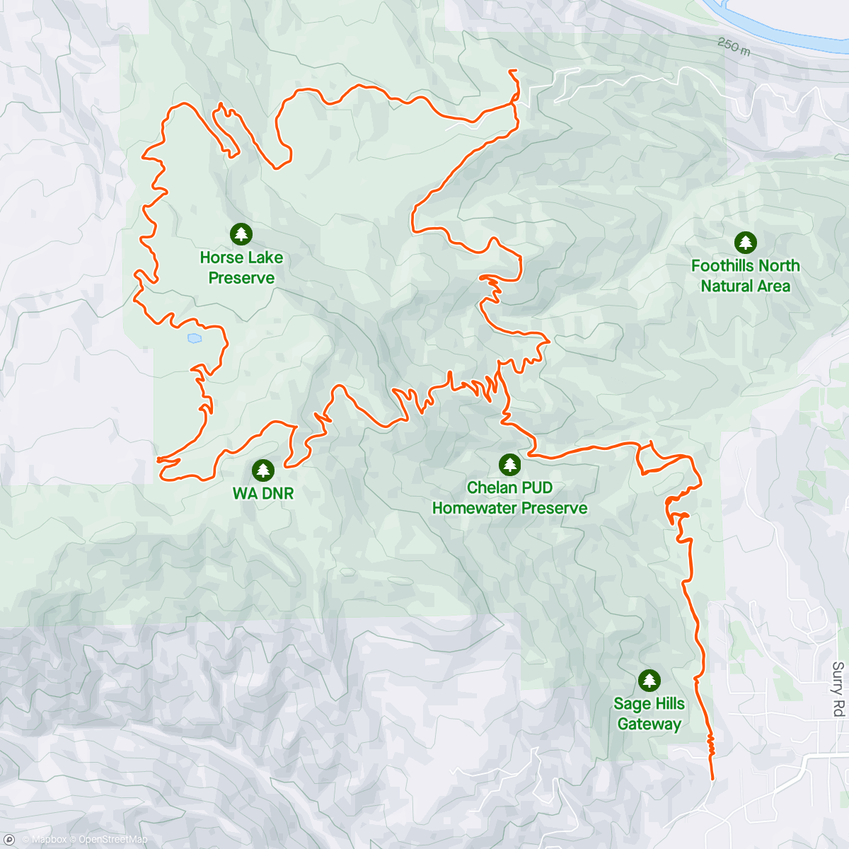 Map of the activity, Sage Hill extended  loop