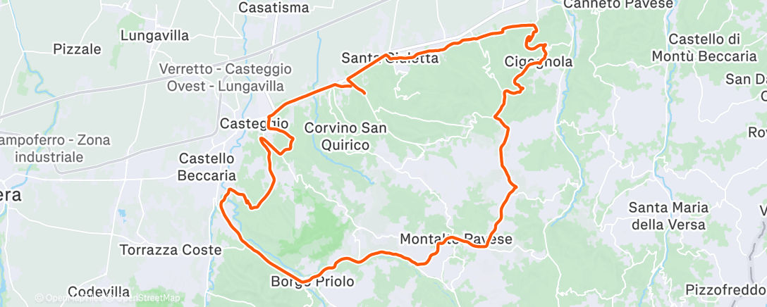 Map of the activity, Pedalata all'aperto