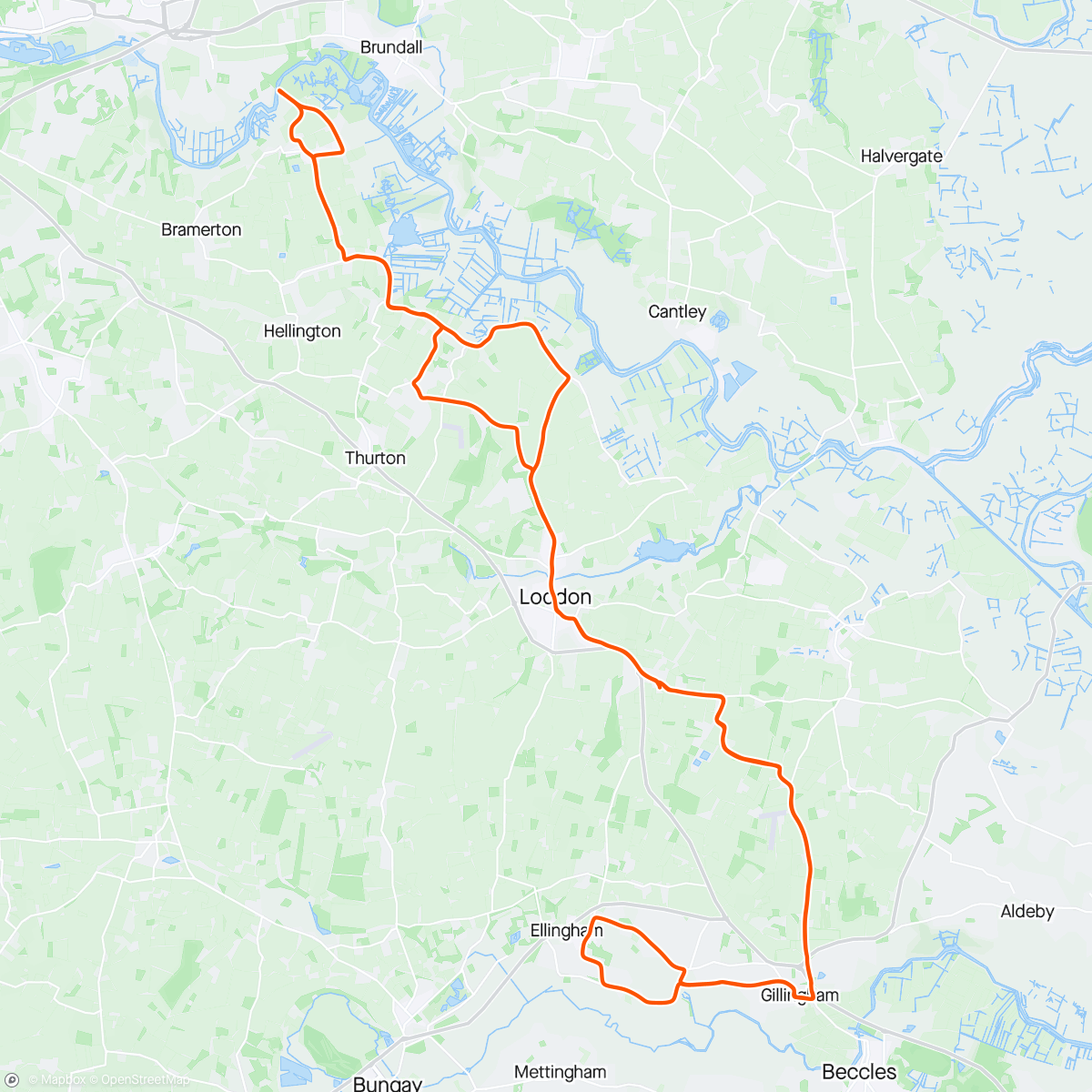 Mapa de la actividad, Two Pub Cycle Ride