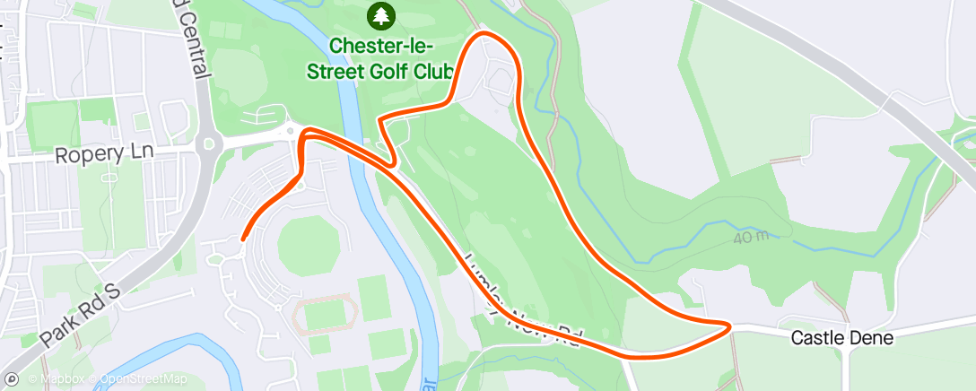 Map of the activity, Striders session up to Lumley and back