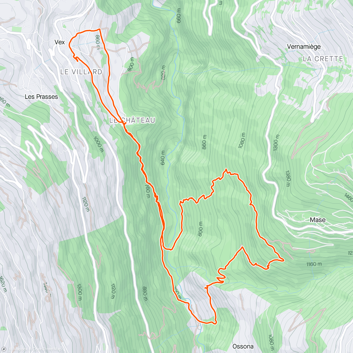 Map of the activity, Tour de la gorge