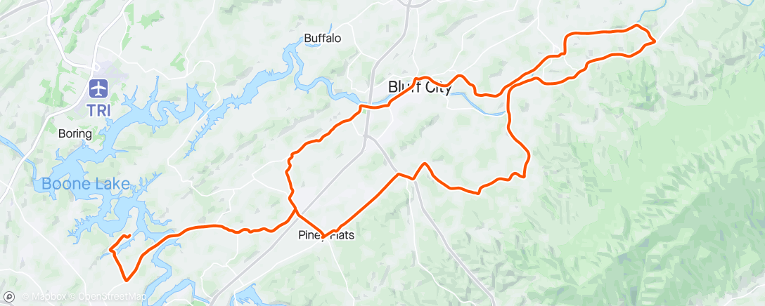 Map of the activity, TNR Piney ride