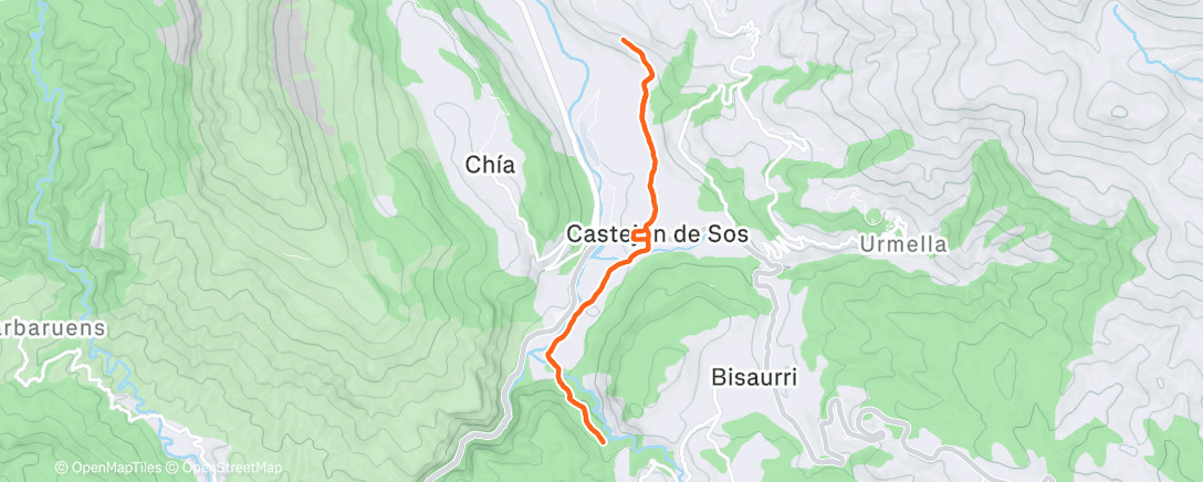 Map of the activity, Carrera de montaña por la tarde