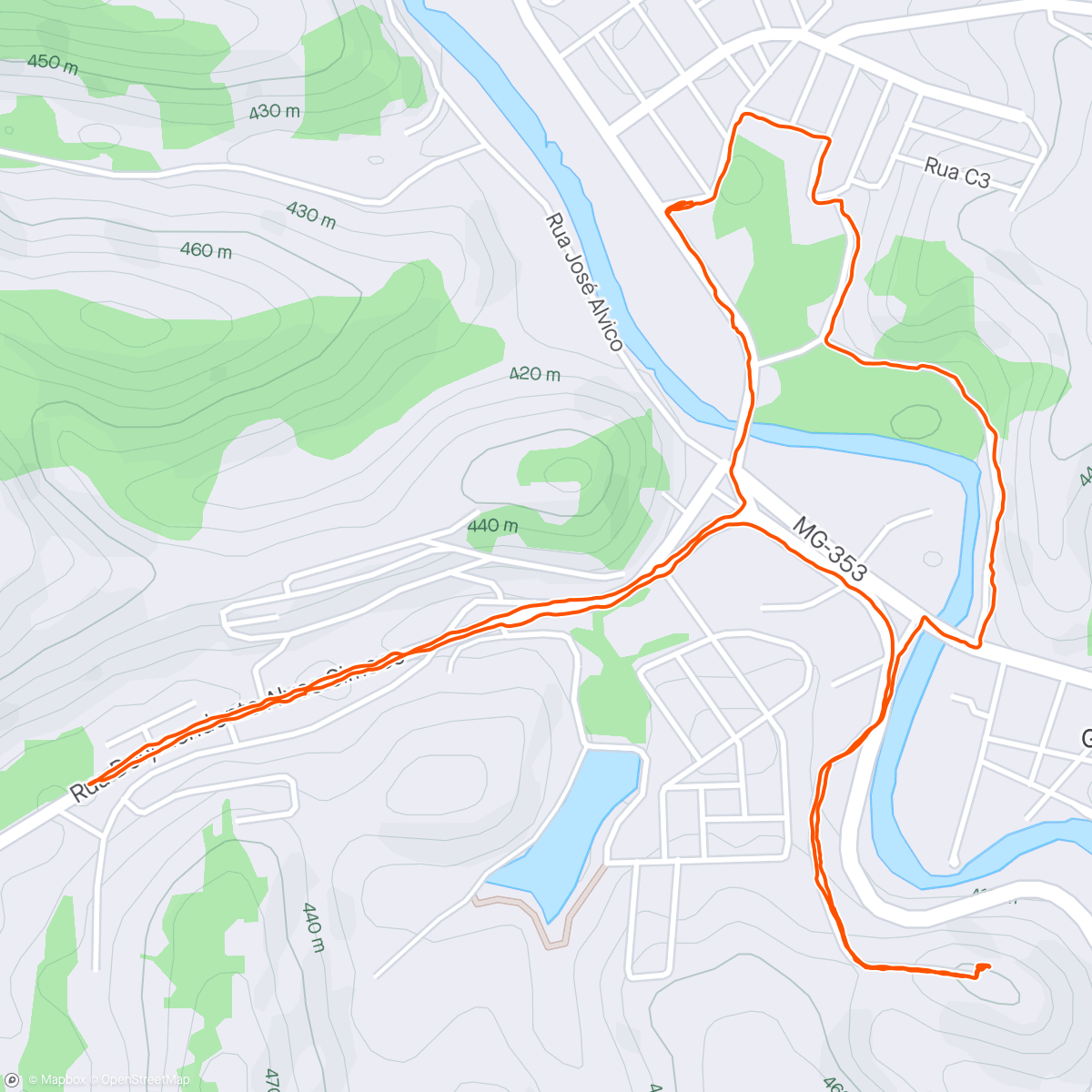 Map of the activity, Caminhada pela cidade e ida já Capela