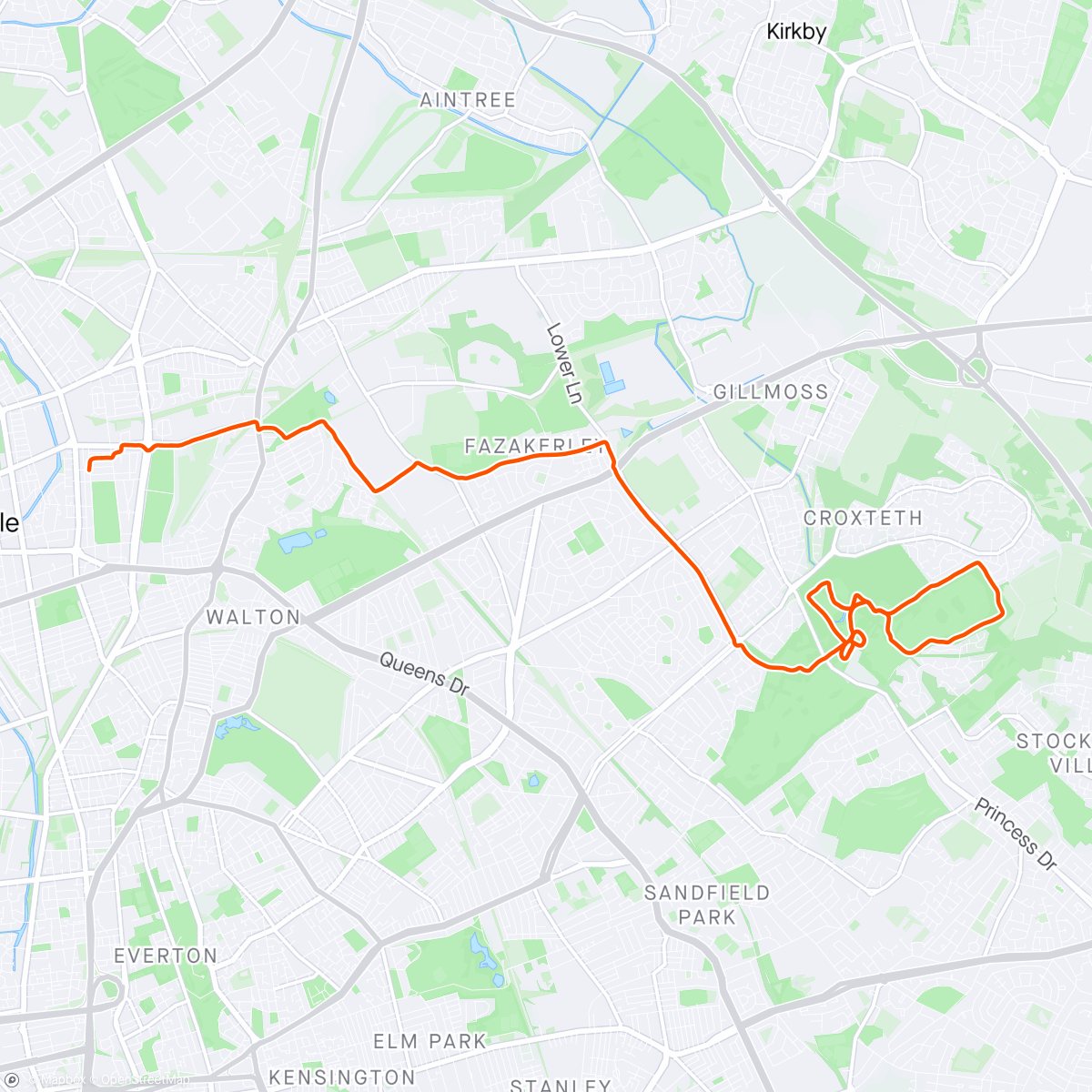 Map of the activity, Tempo run and park run