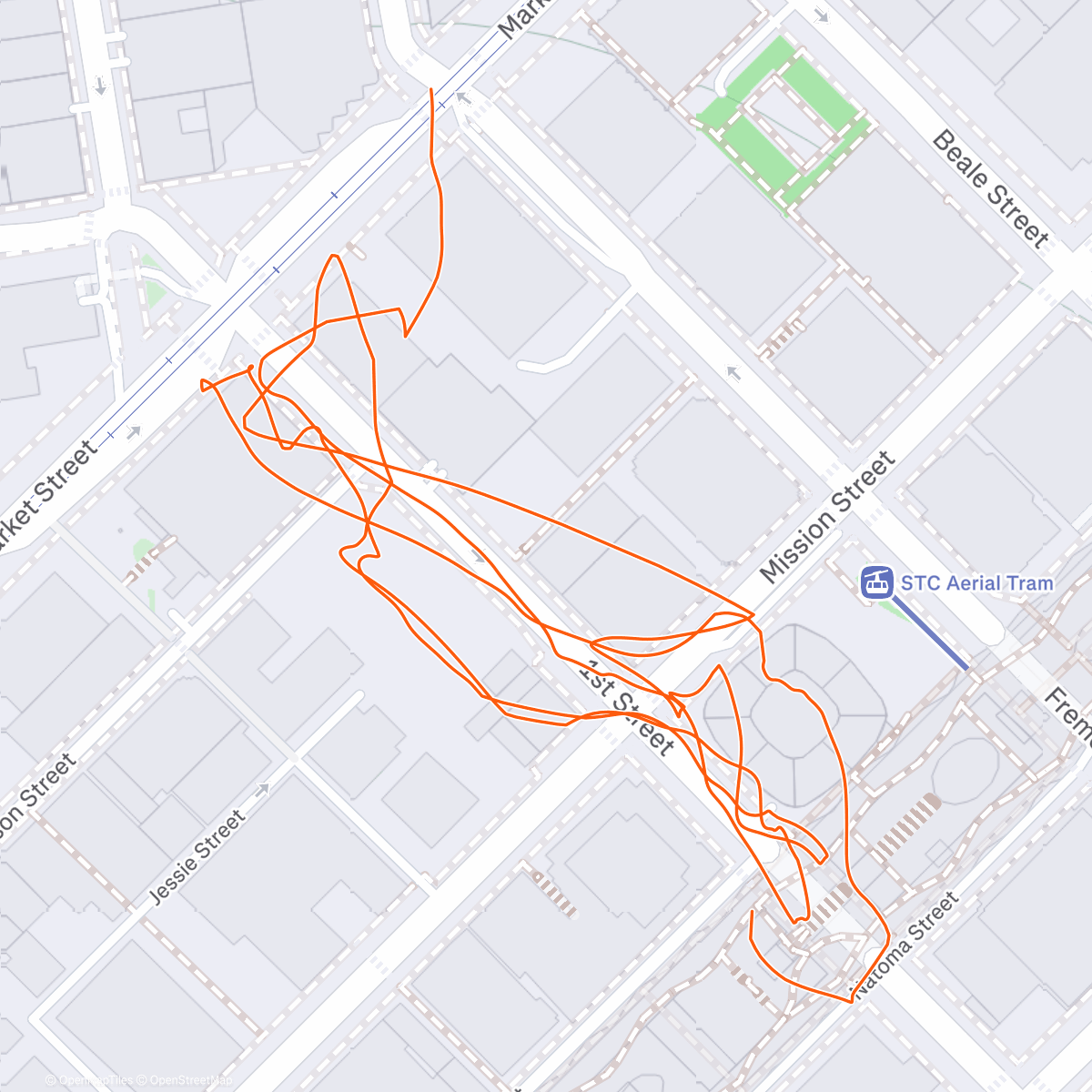 Map of the activity, Evening Run: 🌯 The group post-Ying party cooldown wherein we find Armand's bottle and my box of Corn Flakes 🍼🥣