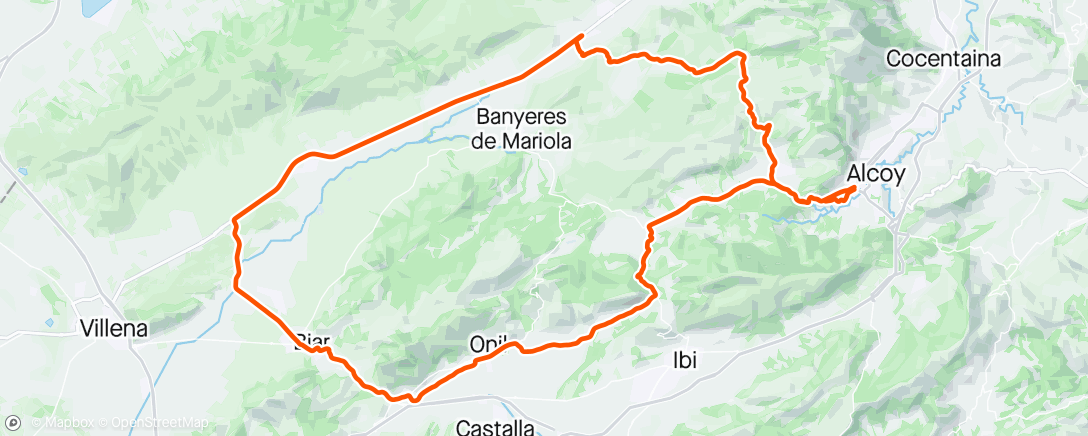 Map of the activity, Alcoy, Onil, Biar, Bocairente, Pto Mariola,Alcoy