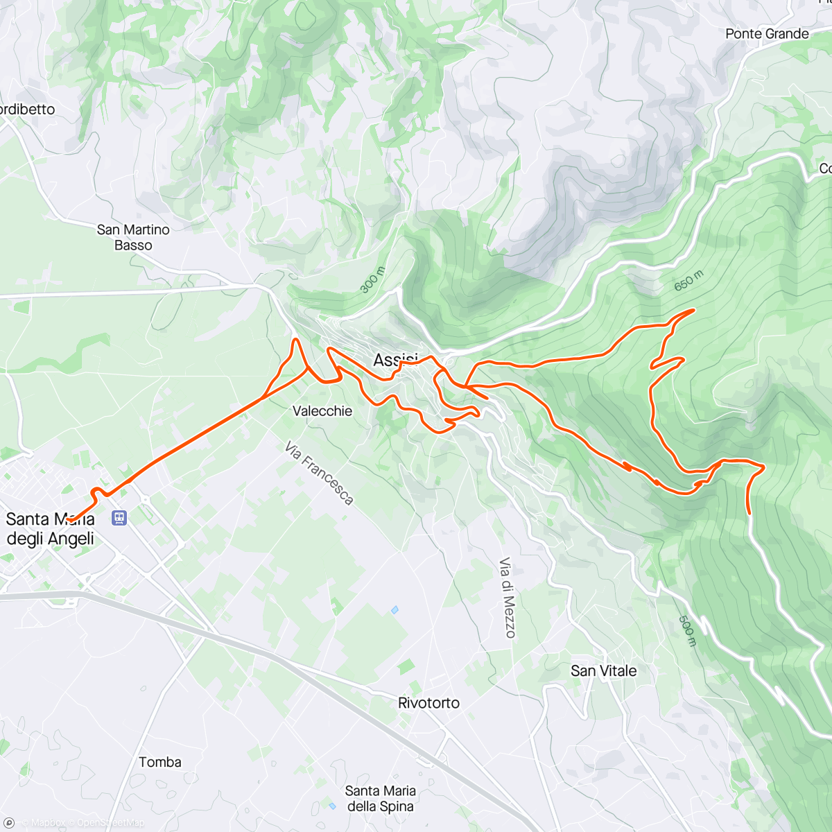 Map of the activity, MTB Assisi