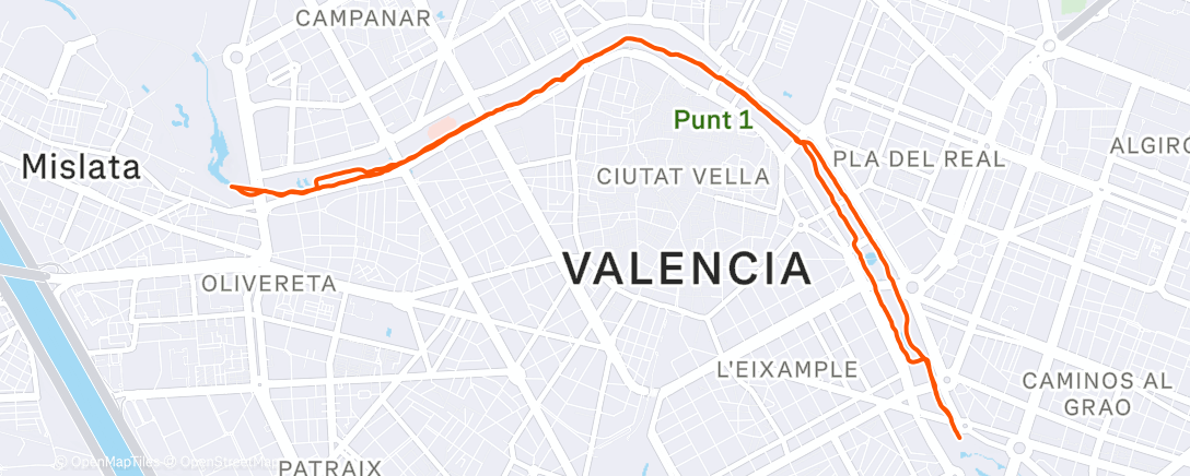 Map of the activity, Carrera de noche