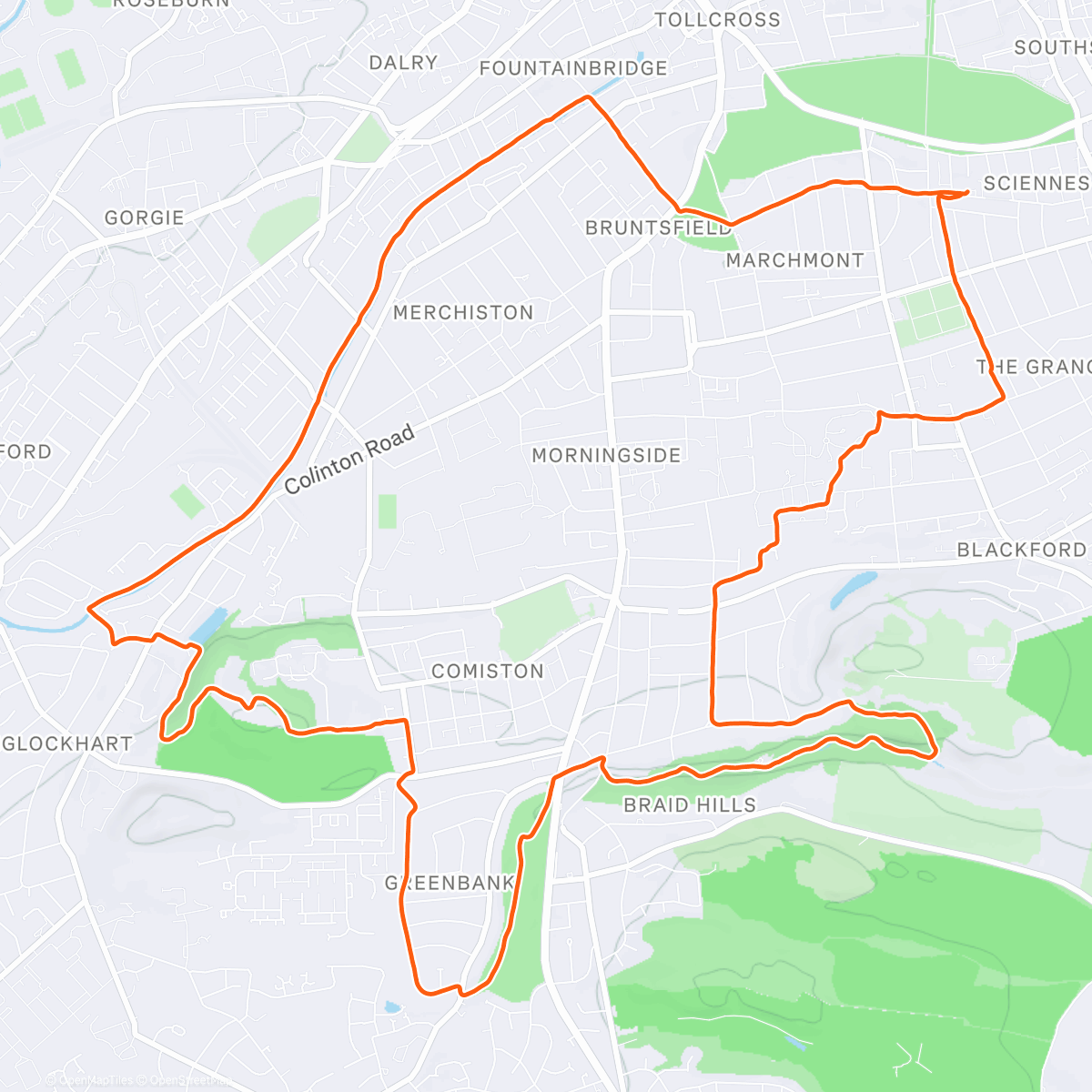 Map of the activity, Afternoon Run