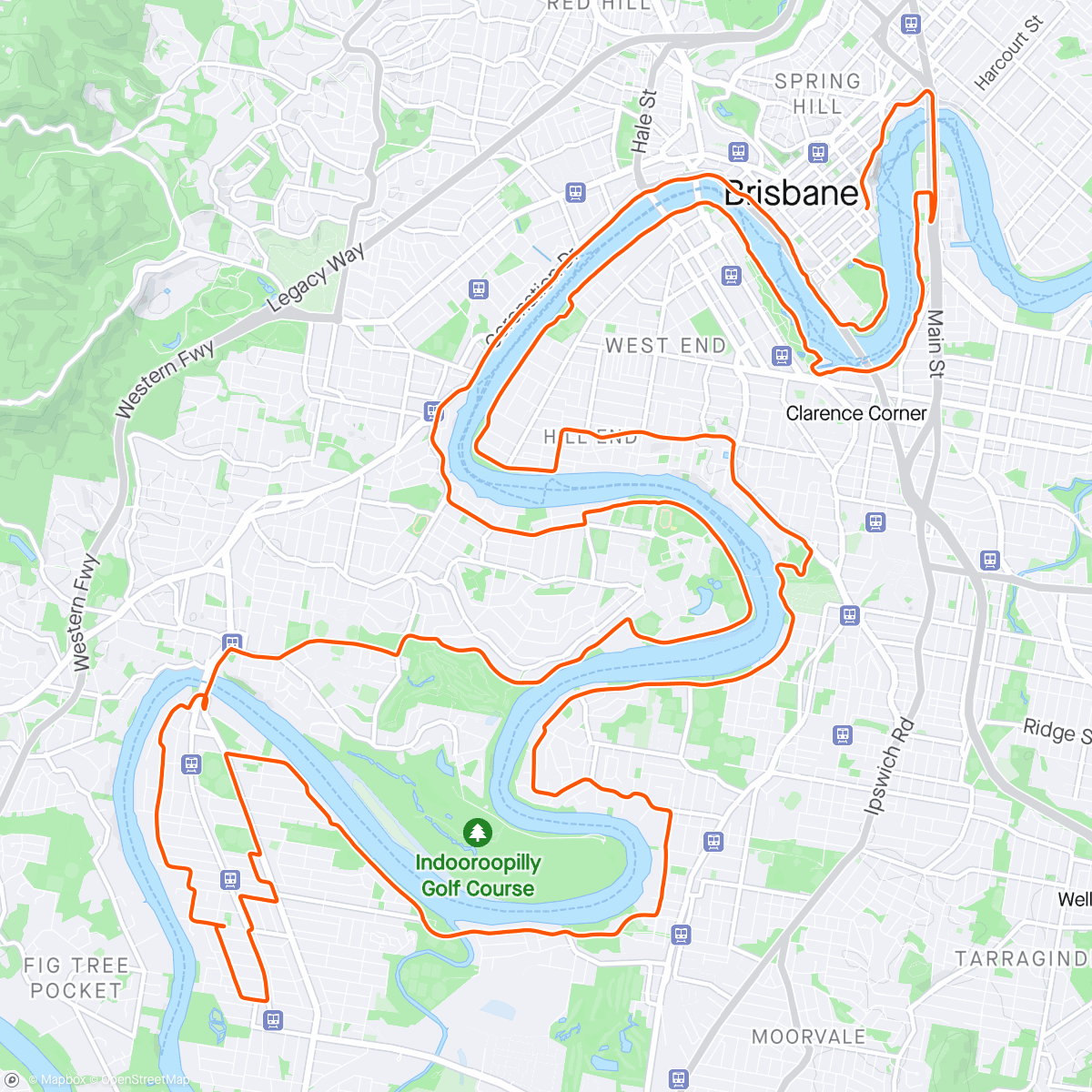 Mapa da atividade, Brisbane River Loop