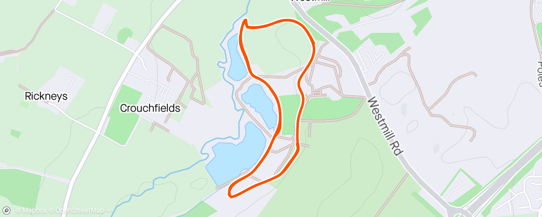 Map of the activity, Westmill Parkrun #150 😎