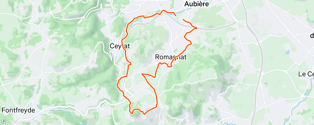 Map of the activity, Sortie vélo le midi
