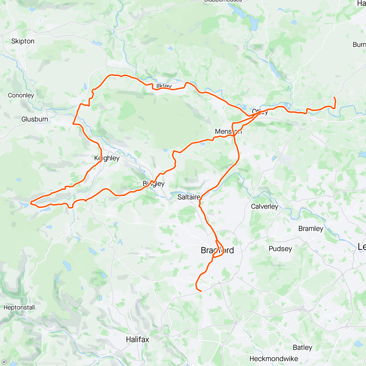 Map of the activity, Haworth with Otley CC plenty of hills out there 🤣