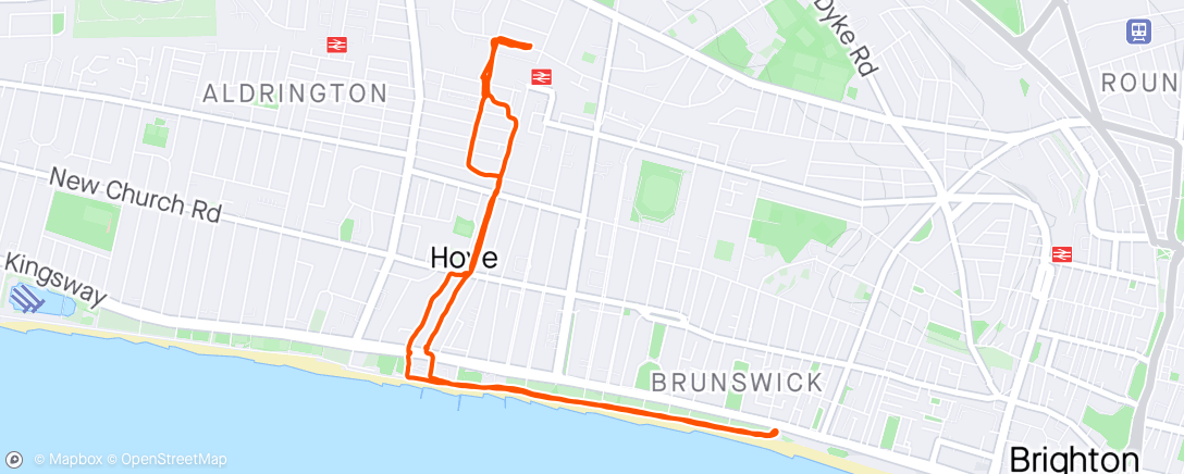 Map of the activity, Morning Run Hove, England ☁️