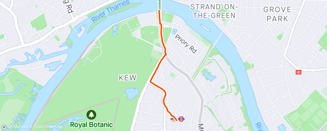 Map of the activity, Morning Walk to Kew station.