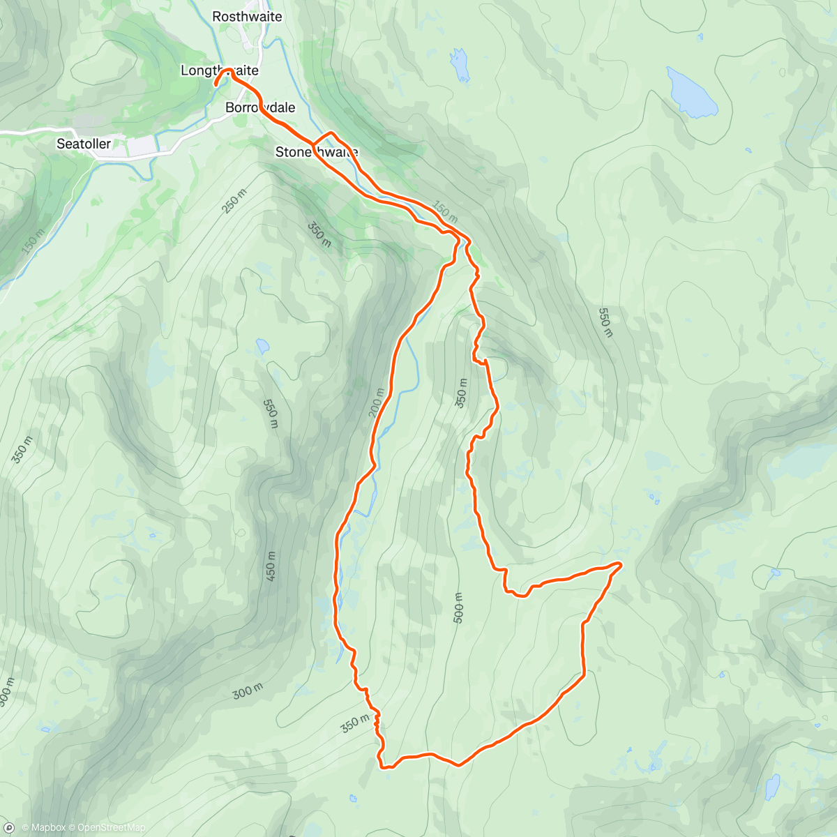 Map of the activity, High Raise via Eagle Crag