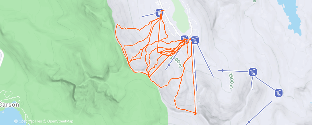 Map of the activity, Day 1; Kirkwood pow day