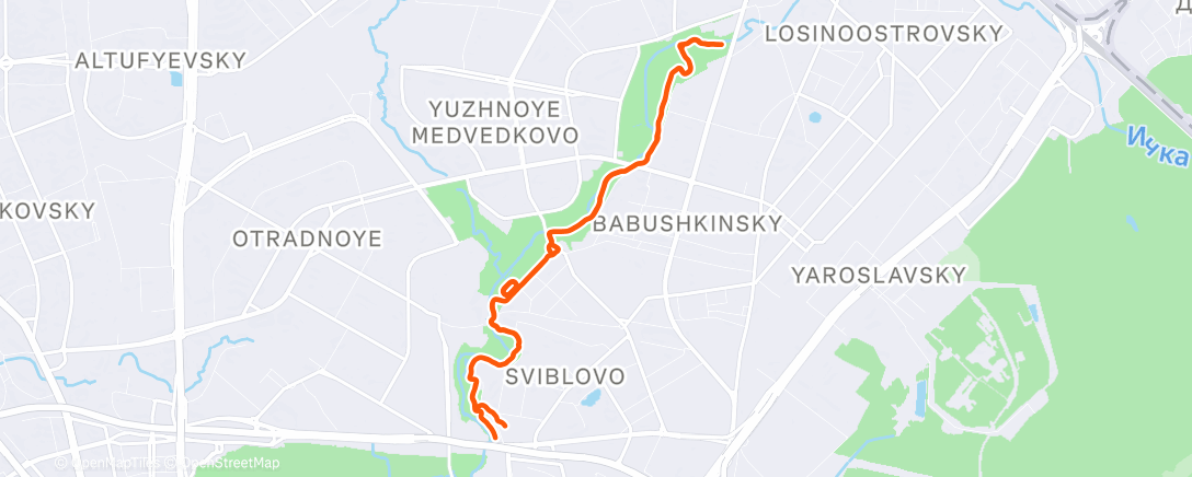 Map of the activity, Лёгкая - Яуза (вдвоём)