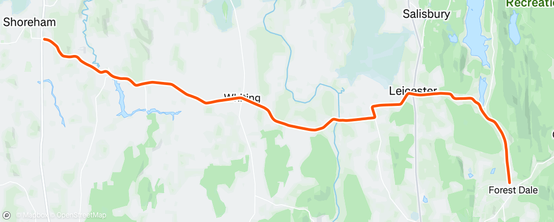 Map of the activity, ROUVY - Forest Dale to Shoreham | Vermont | USA