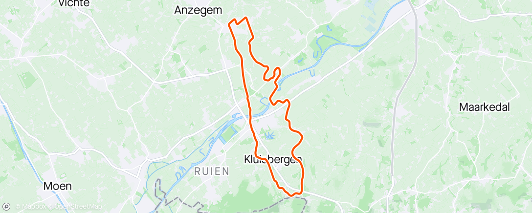 Map of the activity, MyWhoosh - Kluisbergen
