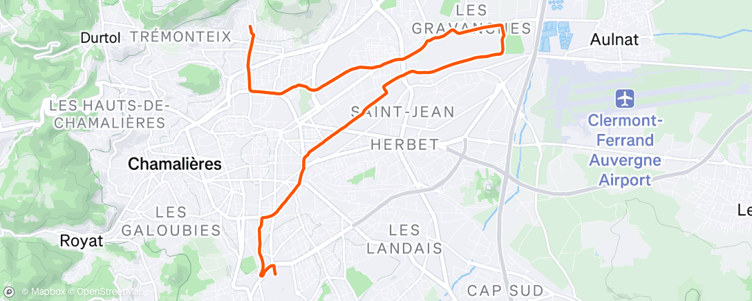 Map of the activity, Afternoon Run