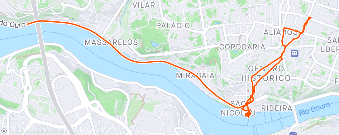 Map of the activity, Porto walk & trolley ride