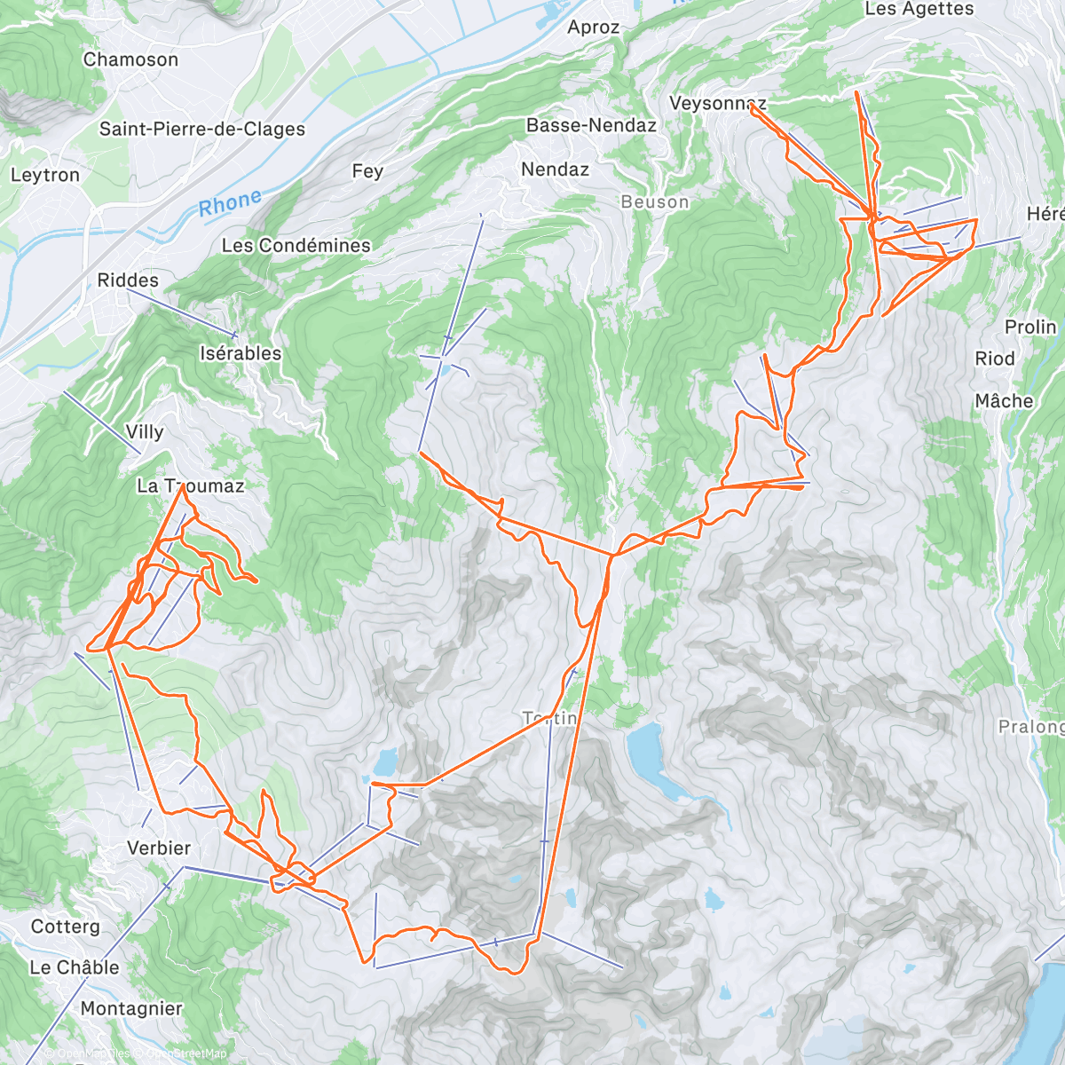Map of the activity, La Tzoumaz - Tag 4. Sonne und Nebel