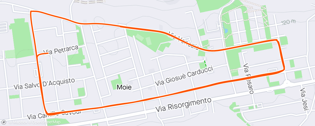 Map of the activity, Evening Run