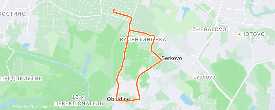 Map of the activity, Утренний забег