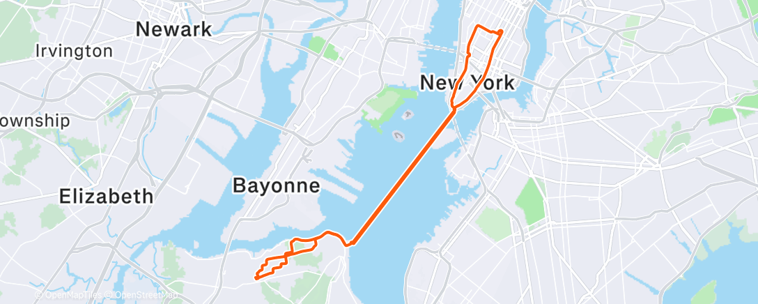 Map of the activity, New York City roundtrip