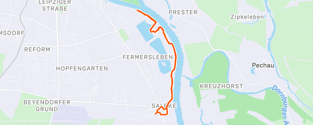 Map of the activity, Afternoon Run