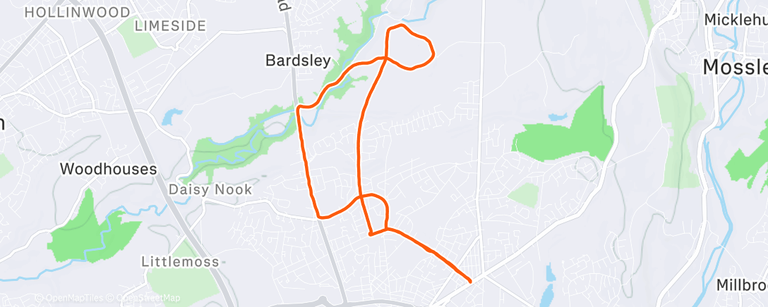 Map of the activity, Afternoon Run