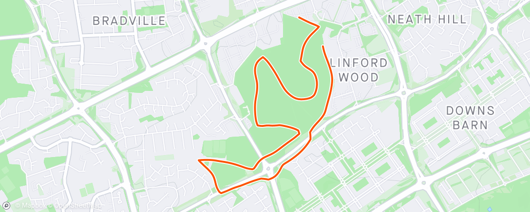 Mapa da atividade, Linford Wood Park Run
