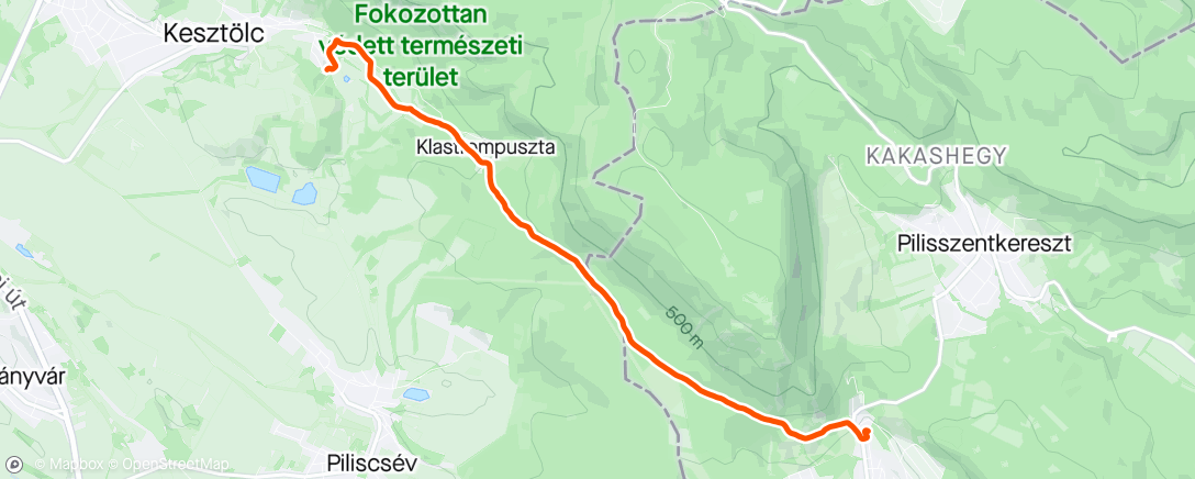 Map of the activity, Pilisszántó – Kesztölc Cimbivel (autószerelőtől)
