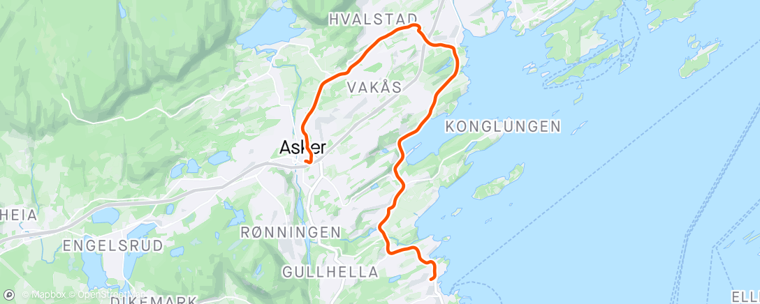 Map of the activity, Easy peasy hjem fra Asker via Jansløkka og Holmen