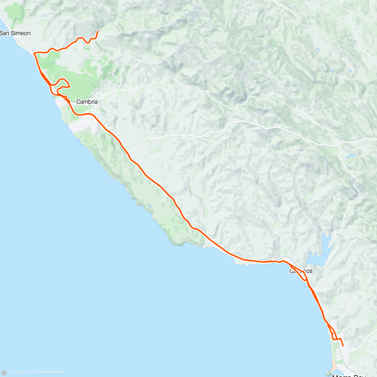 Map of the activity, Morro Bay - San Simeon Creek:  The Eagle and Turkey Ride 🦅🦃