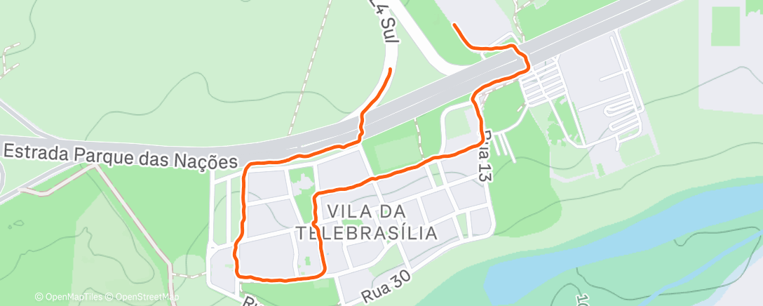 Map of the activity, Caminhada vespertina