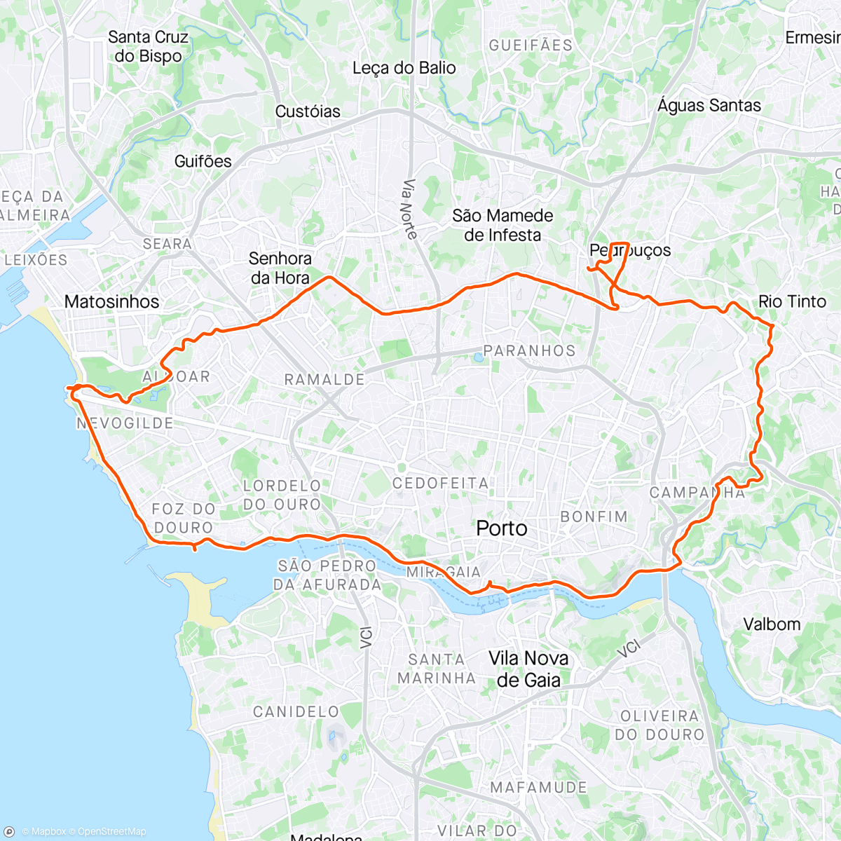 Mapa de la actividad, Volta pela marginal do Porto e parque da cidade🤲🦵🚴