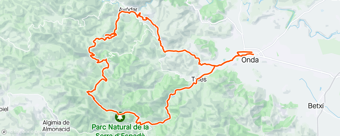 Map of the activity, Bicicleta de gravilla por la tarde