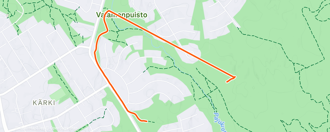 Map of the activity, Evening Run