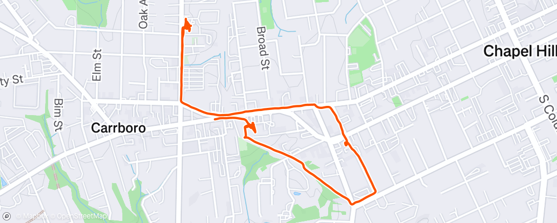 Map of the activity, Carrboro Run Club / Fleet Feet Bar Crawl with Jonathan