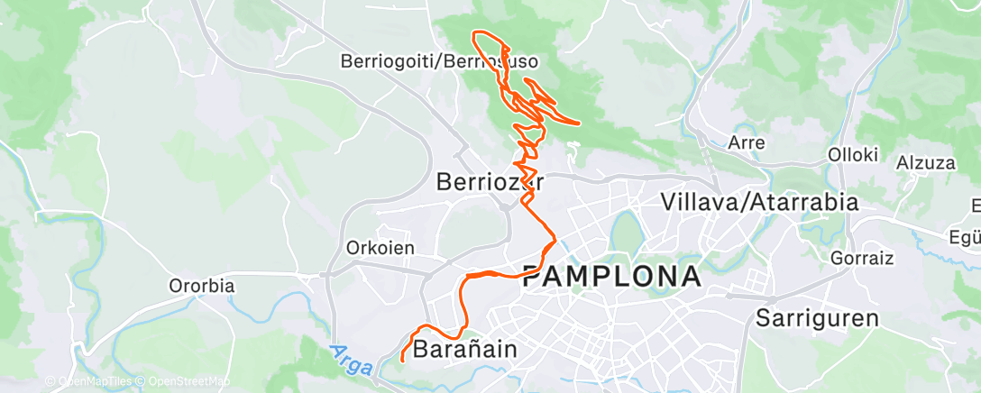 Map of the activity, Bicicleta de montaña a la hora del almuerzo