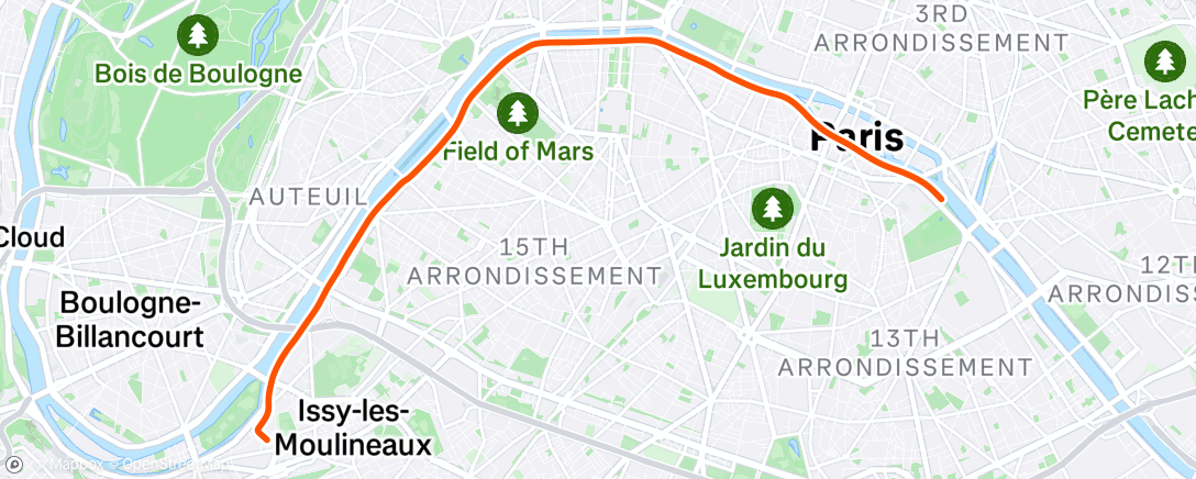 Map of the activity, Sortie vélo le matin