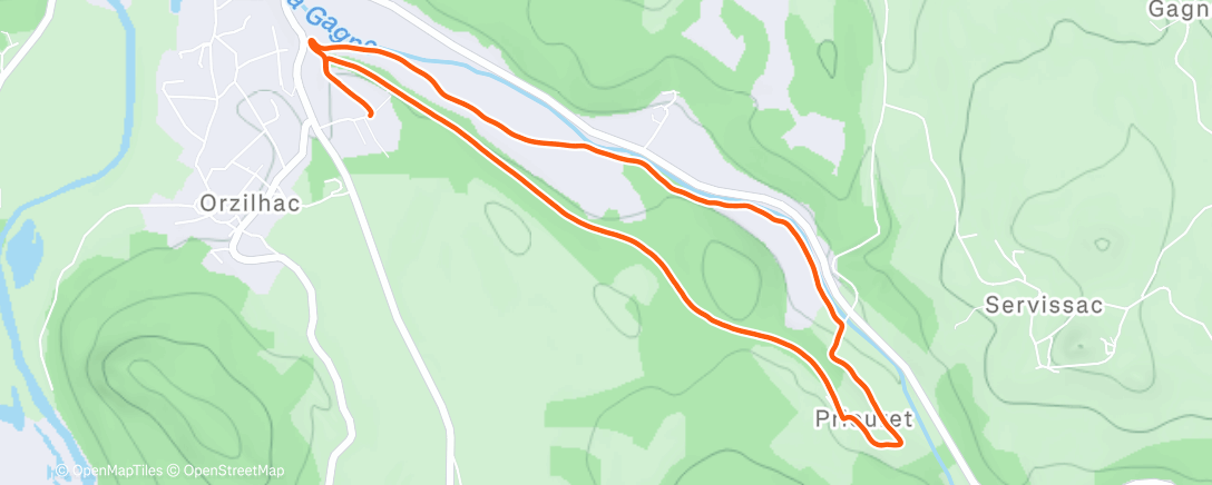 Map of the activity, Course à pied du midi