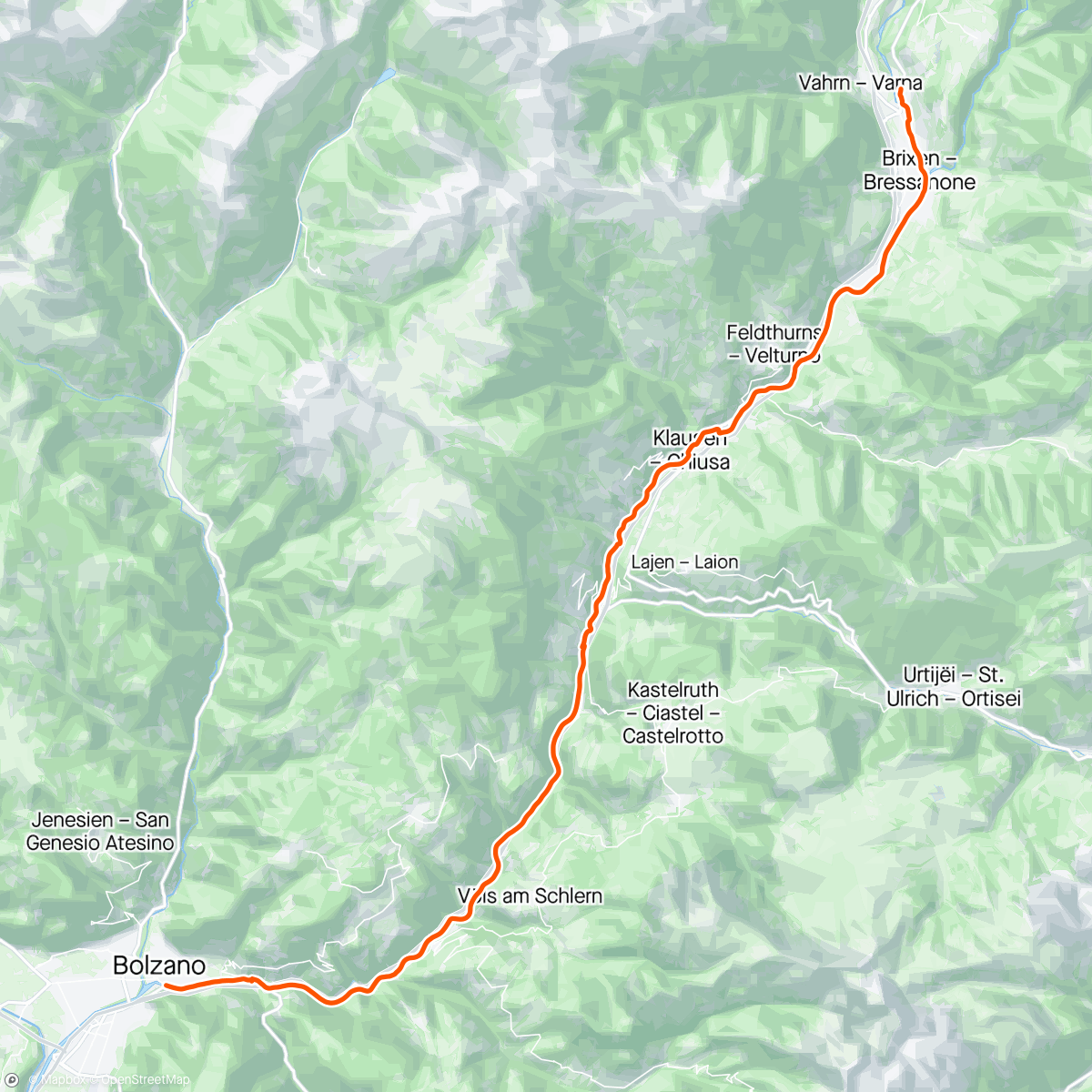 Mapa de la actividad (ROUVY - Bressanone - Bolzano, Cycle Path, downhill)