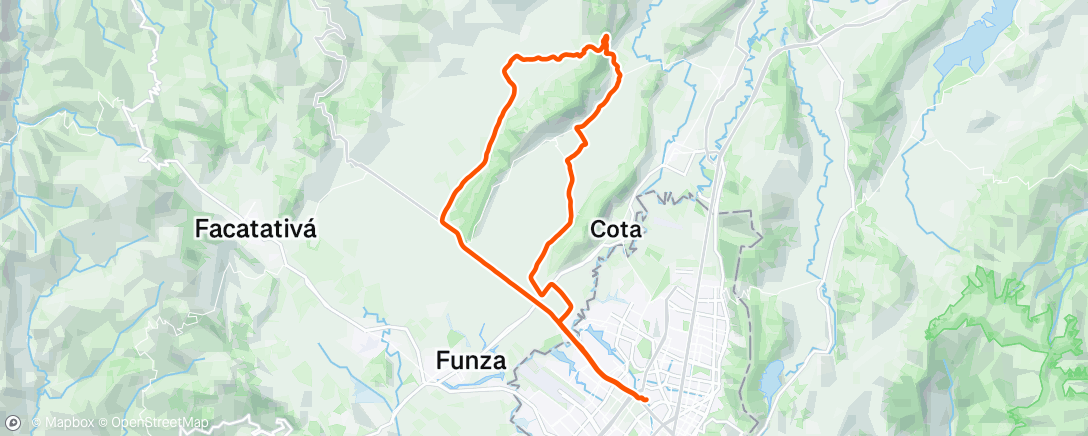 Mappa dell'attività Bogotá-Tenjo-Subachoque-Bogotá