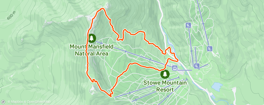 Map of the activity, Mt Mansfield hike/scramble