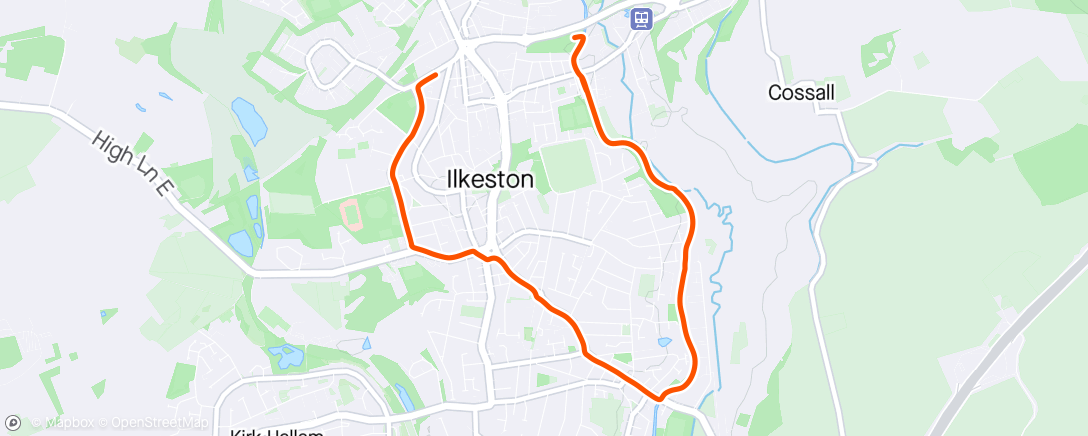 Map of the activity, Evening Run with the super Ilkeston joggers steady 4 miles group 😀