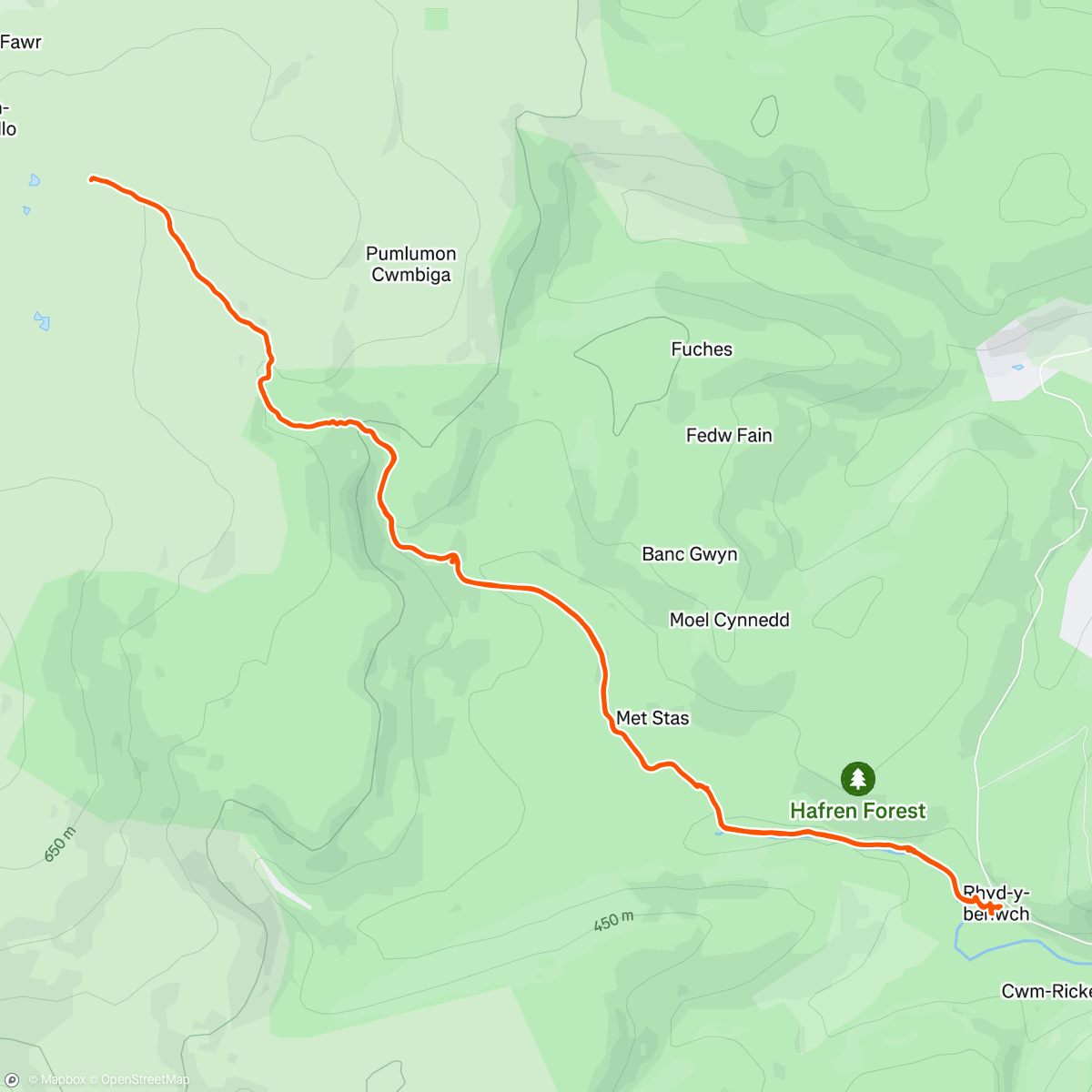 Map of the activity, Hafren Forest - Muslim Hikers